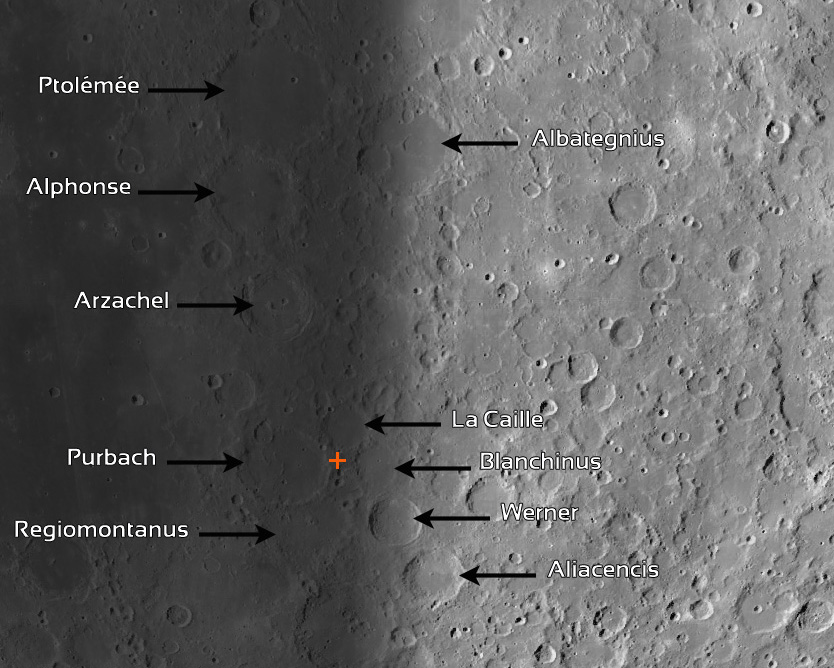 Disposition des cratères autour du X lunaire