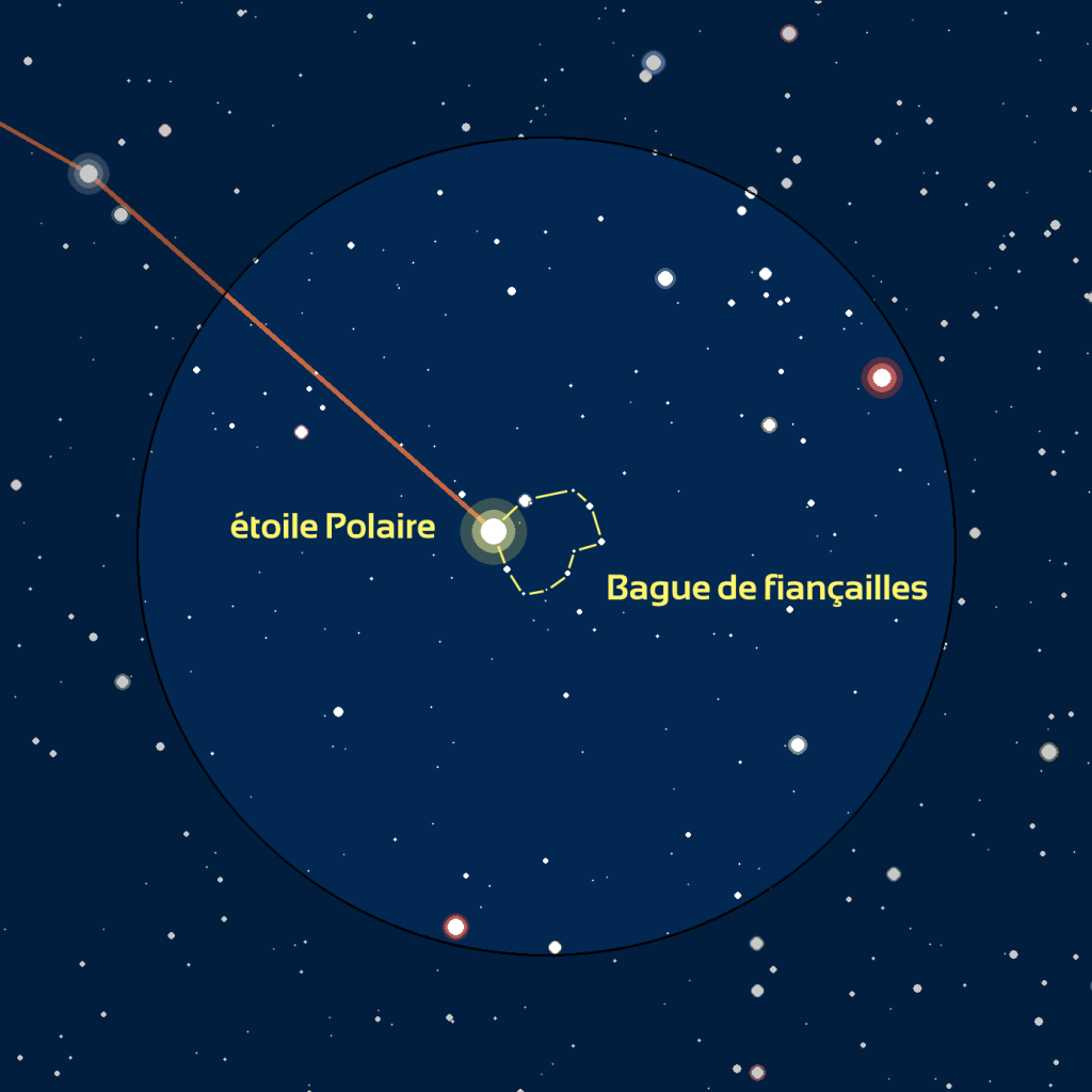 Carte du champ de l'étoile Polaire observé avec des jumelles ou un easyScope.