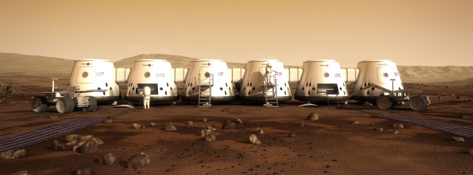 Vue d’artiste de l’installation d’une colonie humaine sur Mars