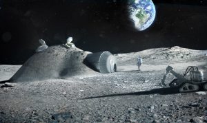 Vue d'artiste montrant une colonie lunaire