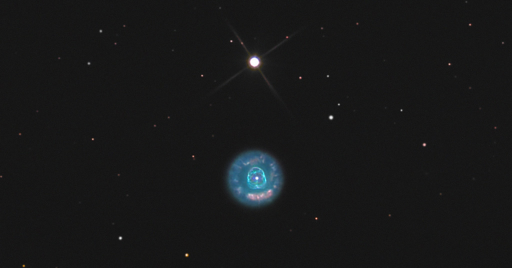 Photo de la nébuleuse planétaire du Clown, NGC2392.