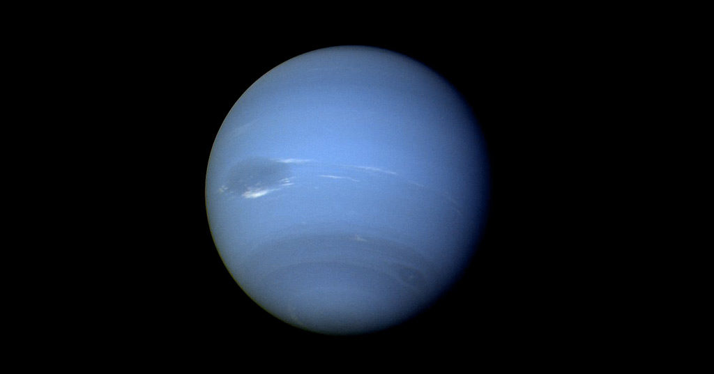 Image de la planète Neptune, photographiée le 16 août 1989 par la sonde Voyager 2.