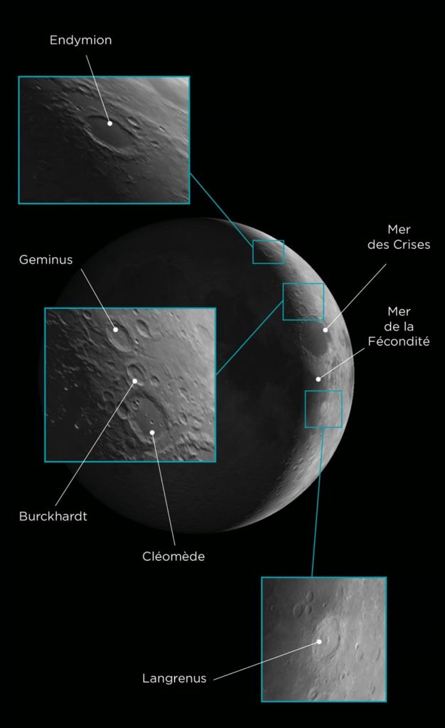 Simulation légendée de la Lune au 4e jour.