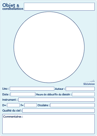 Fiche de dessin astronomique Stelvision