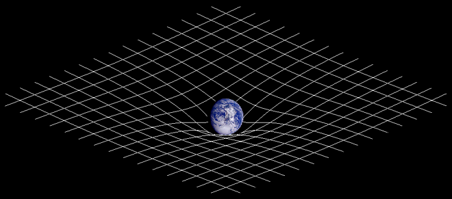 Déformation de l’espace en présence de masse. Crédit : Johnstone/wikimedia 