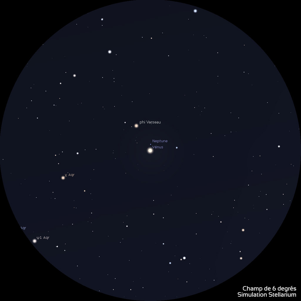  Position de Vénus et Neptune le 27 janvier 2020 vers 19h (heure de Paris) à travers une paire de jumelles 10x50.