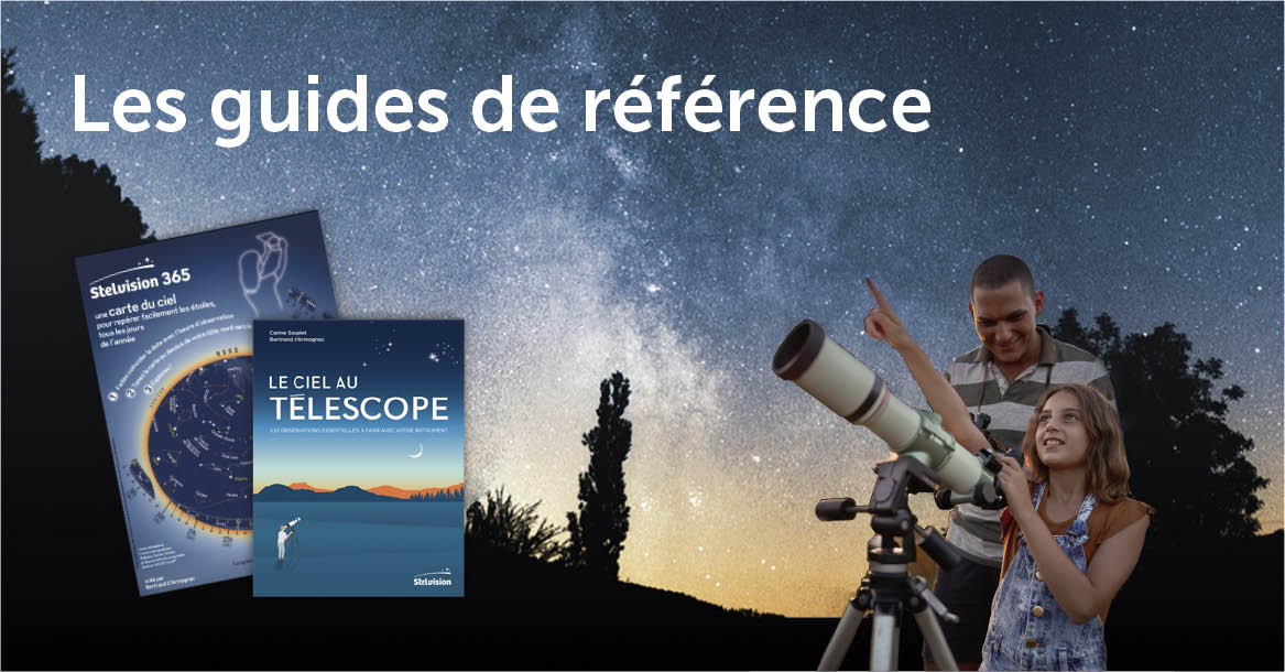 visuel publicitaire livre le Ciel au télescope et carte du ciel Stelvision 365