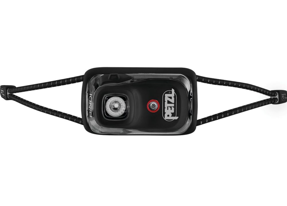 photo lampe frontale ultra-compacte rechargeable à éclairage rouge Petzl Bindi, vue de face