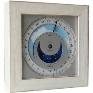 photo de l'horloge Soltime, petit modèle à accrocher ou poser, blanc lasuré ivoire