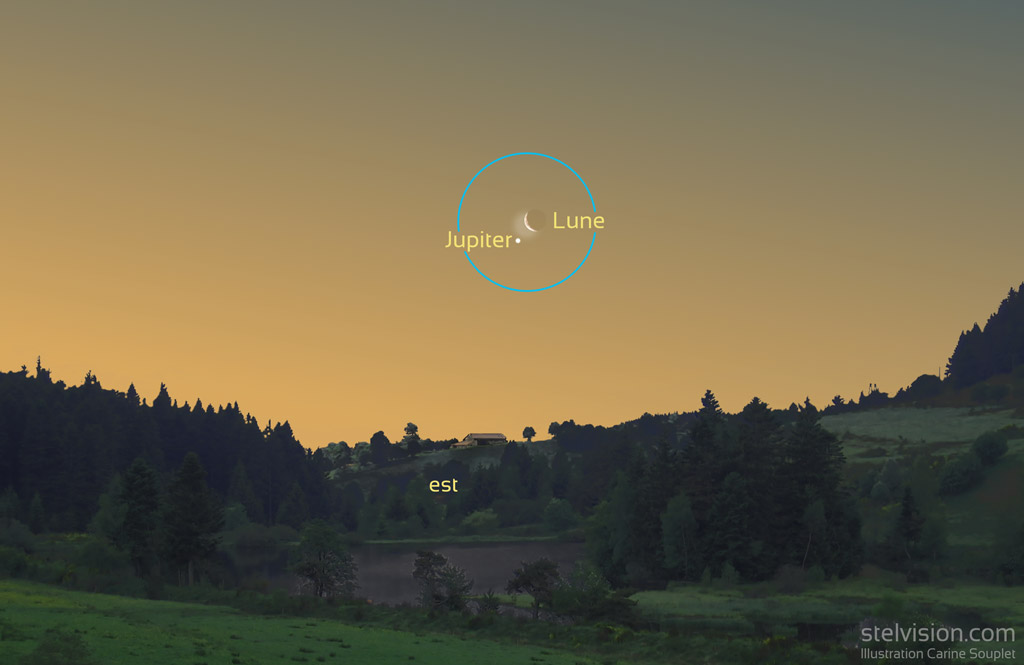 Jupiter fait son retour au petit matin en compagnie de la Lune