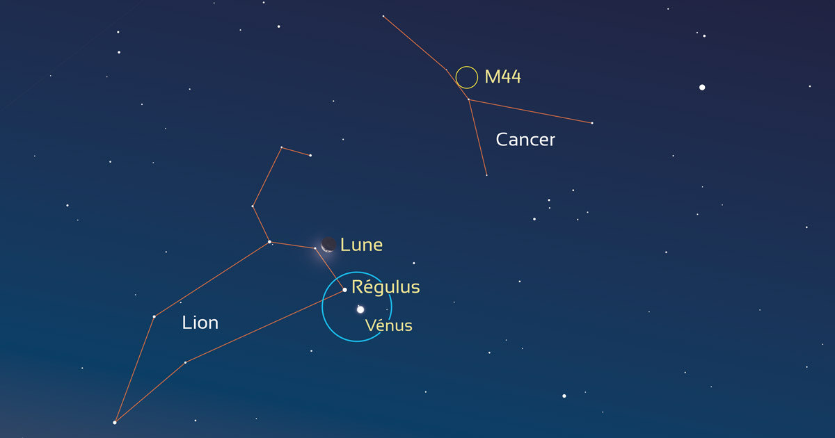 Vénus et la Lune le Lion à l'aube — free download