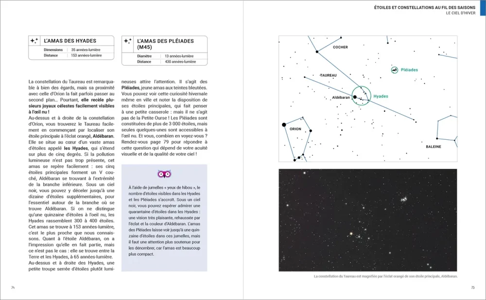 pages 74-75 du livre "Découvrir le ciel à l'œil nu"