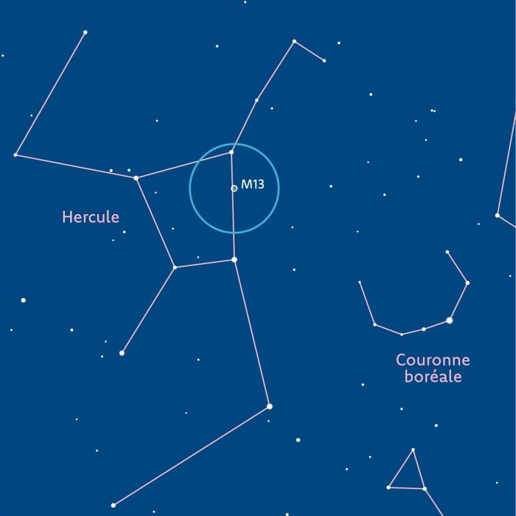 Carte montrant la position de M13 l'amas d'Hercule.