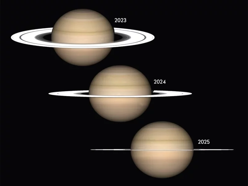 Saturne est bien visible  (mais ses anneaux ont presque disparu !)