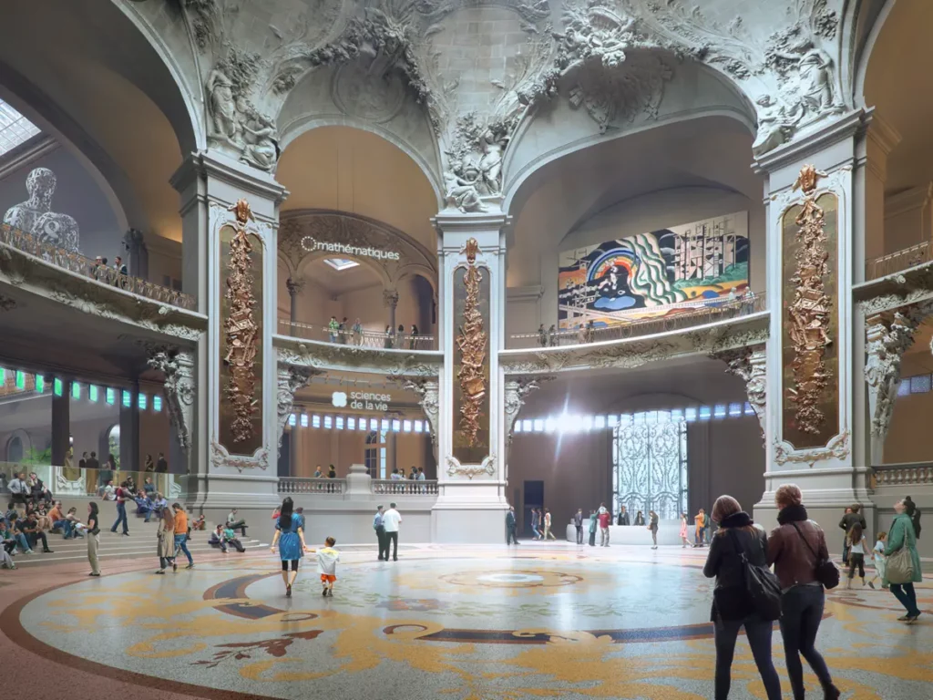 image du hall d'entrée du Palais de la découverte (projet de rénovation, cabinet d'architecture Phileas)