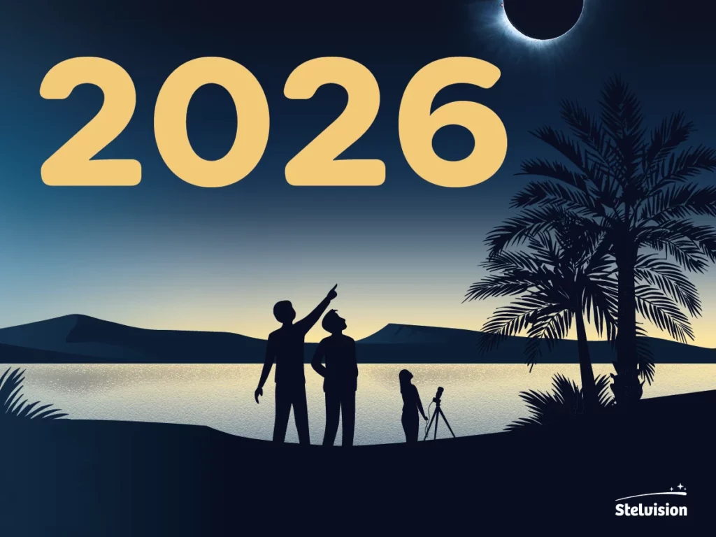 visuel année astro 2026 avec éclipse totale de Soleil