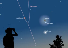 visuel La Lune frôle les Pléiades le 19 avril 2026. Crédit : Bertrand d'Armagnac / Stelvision.