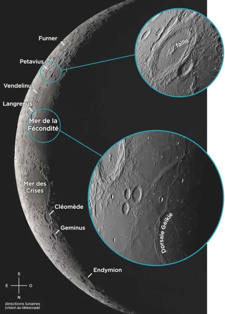 La Lune des premiers jours, au télescope