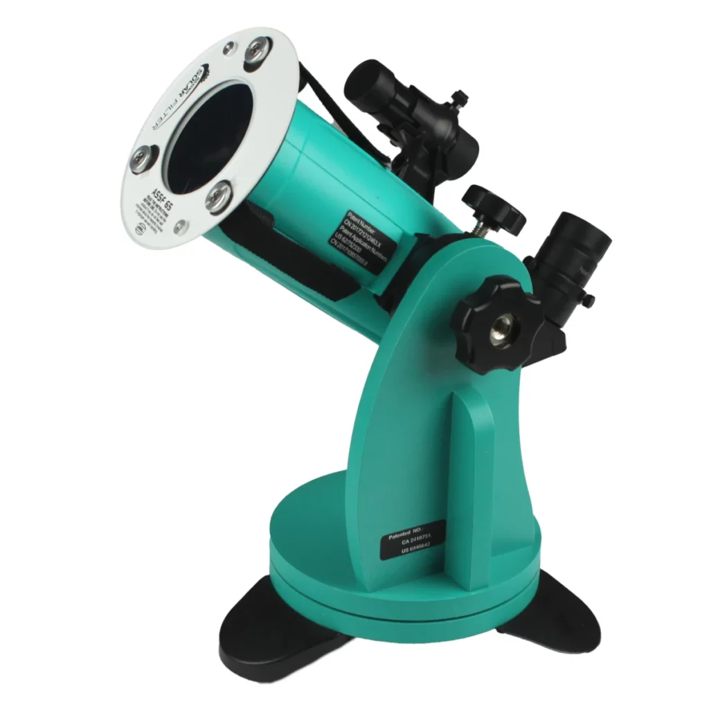 photo montrant le filtre Baader Planetarium ASS65 avec le télescope MaksyGo 60. Crédit : Stelvision.