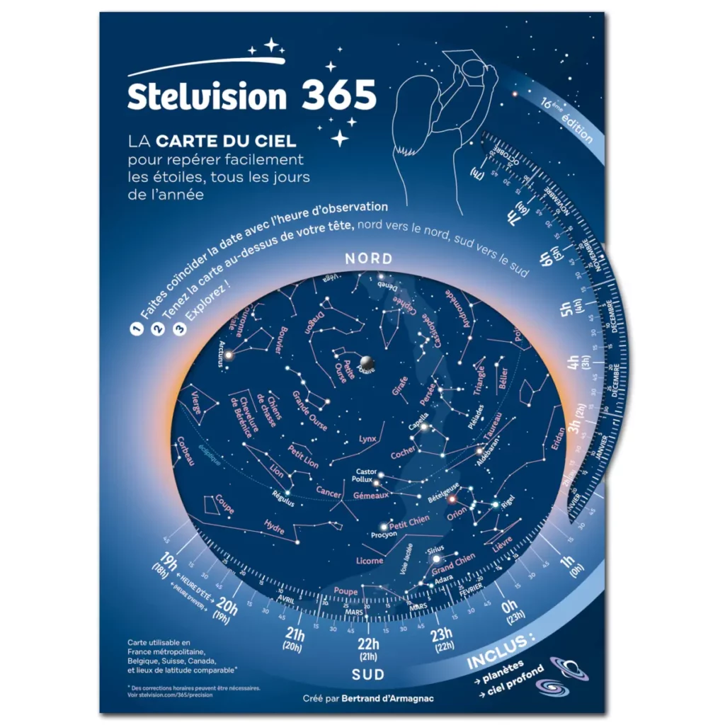 Visuel de couverture de la Carte du ciel Stelvision 365 édition 16 de Bertrand d'Armagnac. Copyright Stelvision.