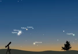 scène montrant le rapprochement Vénus-Jupiter le 9 juin 2026 en début de nuit