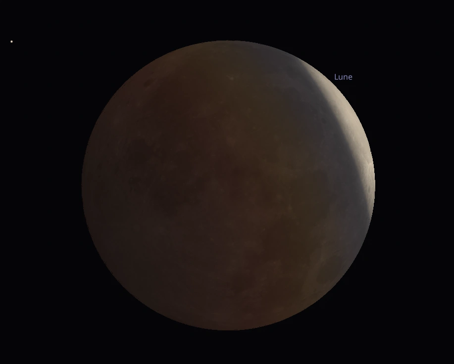 image de l'éclipse de lune du 28 aout 2026 - simulation Stellarium pour le maximum à 4h12 TU