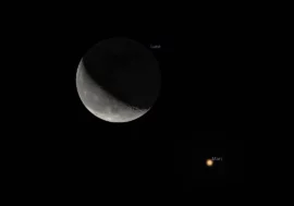 illustration du rapprochement Lune-Mars du 5 octobre 2026