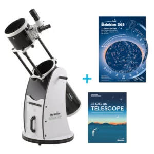 visuel pack télescope sky-watcher dobson 200 flextube avec carte du ciel Stelvision 365 et livre Le Ciel au télescope
