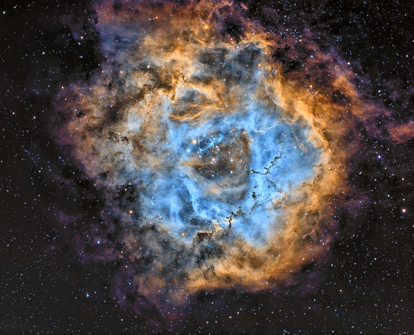 NGC2237 la Nébuleuse de la Rosette en SHO