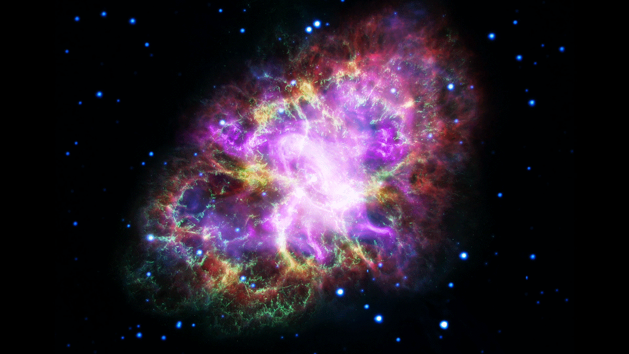 animation pulsar nébuleuse du Crabe