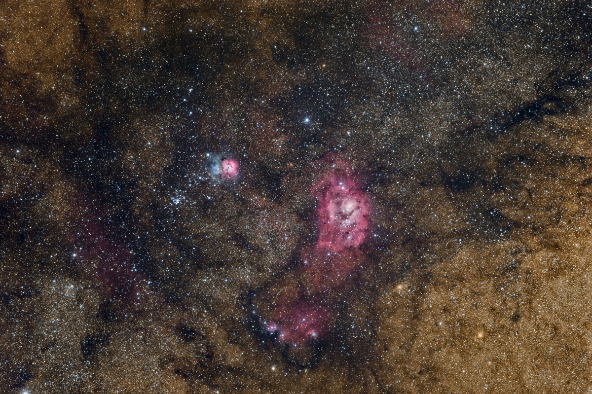 Nebuleuse Messier Lagune et Trifide dans la constellation du Sagittaire