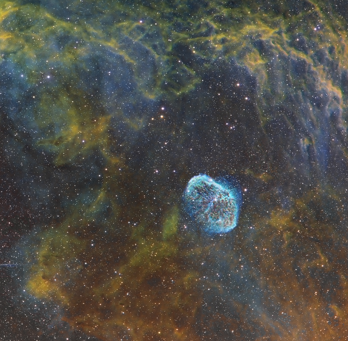 NGC 6888 - La nébuleuse du croissant et de la bulle de savon version SHO
