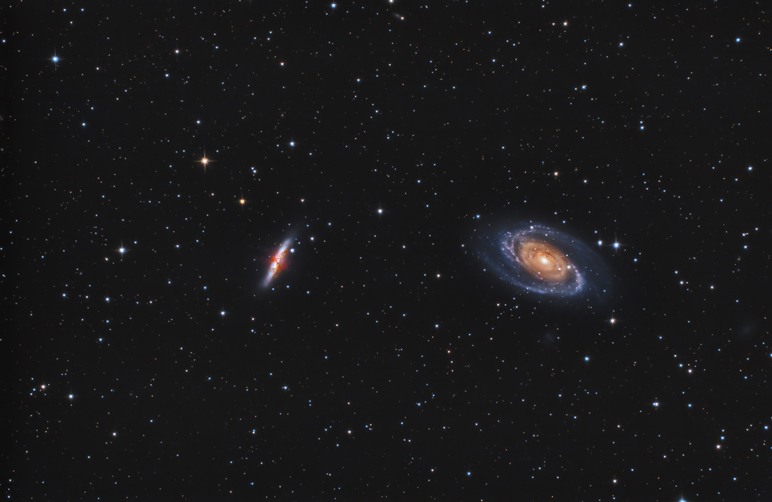 Un duo : M81 la galaxie de Bode et M82 la galaxie du Cigare