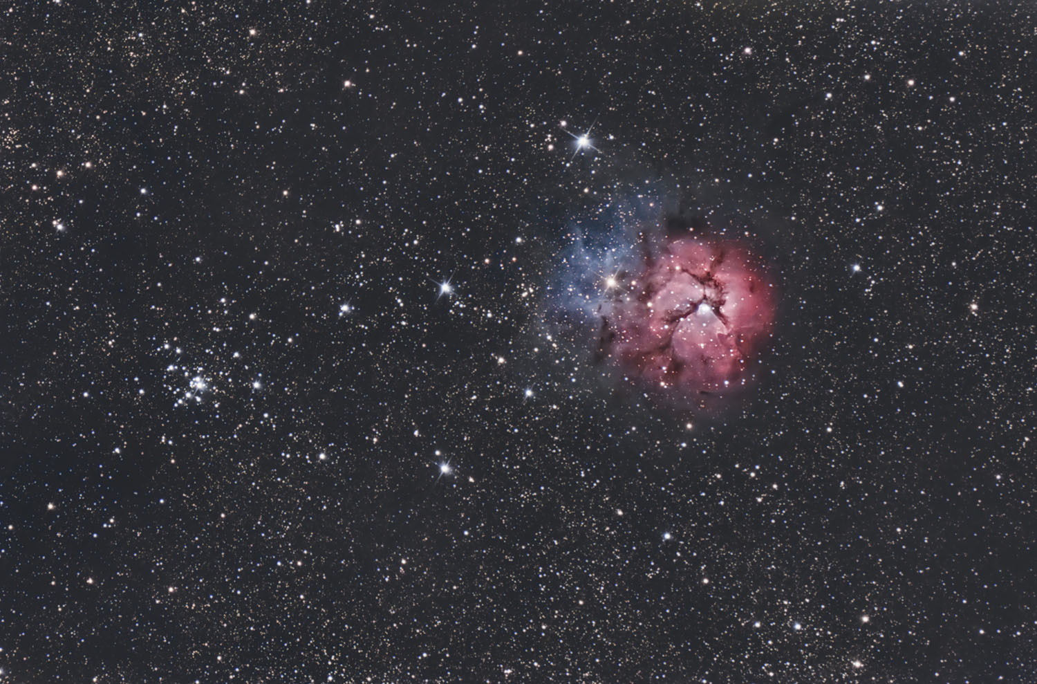 M20 nébuleuse des Trifide et M21 amas d'étoile ouvert. 