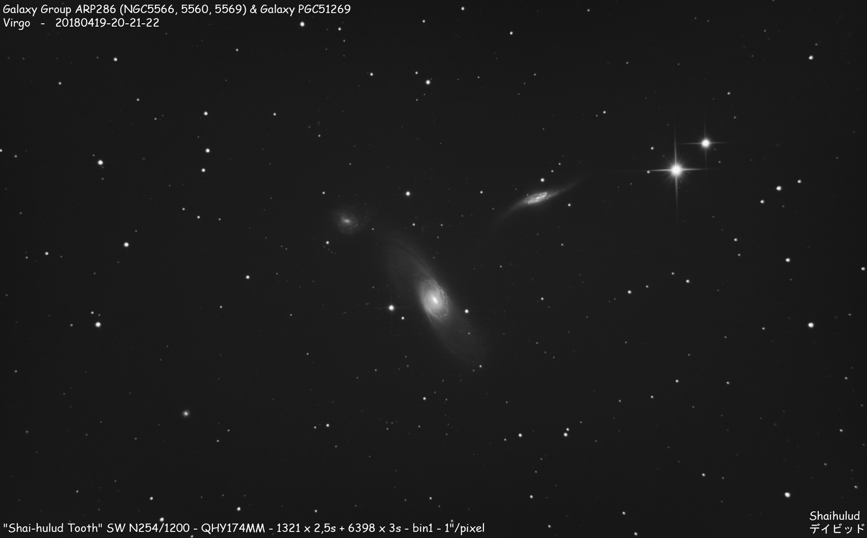 Galaxy Group ARP286 (NGC5566, 5560, 5569) & Galaxy PGC51269